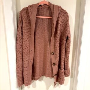 Hooded Button Sweater Size Large